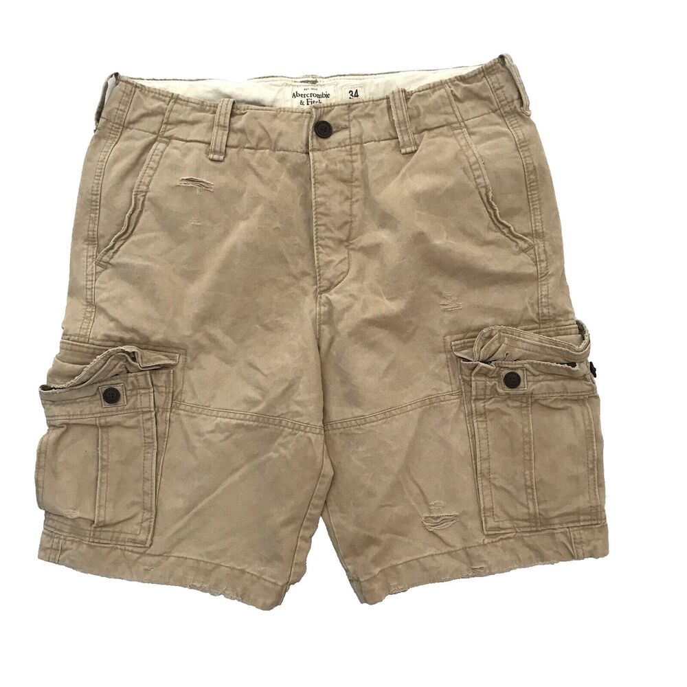 Abercrombie & Fitch Mens Cargo Shorts Size 34 Khaki Rugged VINTAGE 90's/00's Y2K